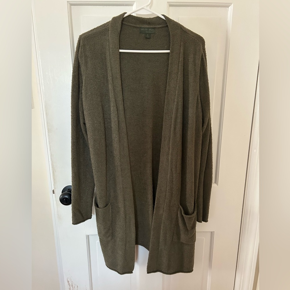 BAREFOOT DREAMS COZYCHIC LITE OLIVE GREEN CARDIGAN SIZE MEDIUM